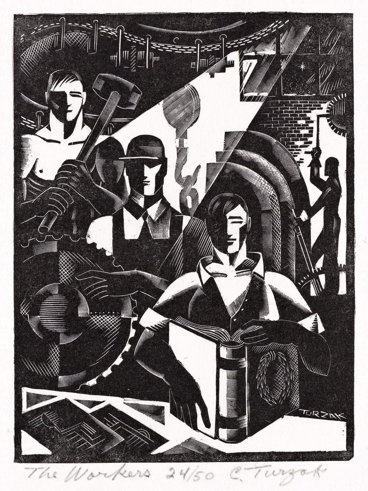 CHARLES TURZAK (1899-1986) The Workers.